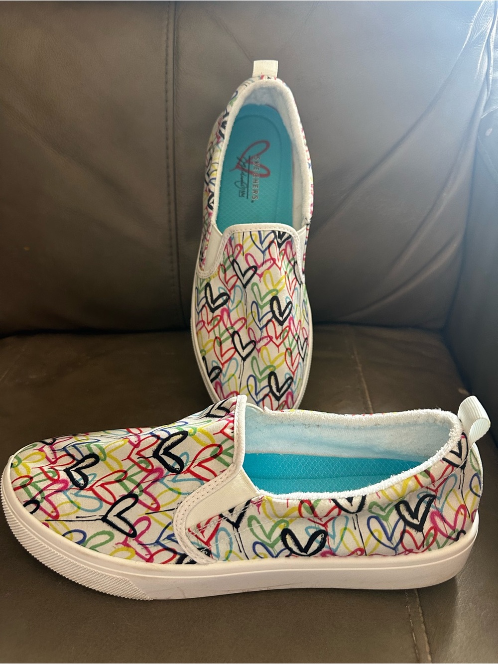 Skechers x JGoldcrown Street Poppy Drippin Love Slipons Graffiti Heart Size 10 - Picture 2 of 9